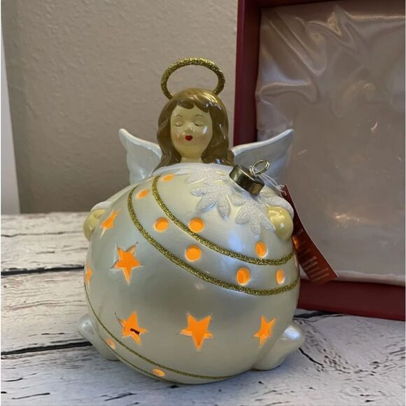 Home Reflections Light Up & Color Change Angel Christmas Ball Ceramic Decor - Picture 12 of 16